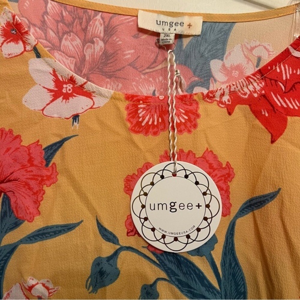 Umgee Women's 2XL Pink Yellow Blue Long Sleeved Summer Dress - Picture 3 of 8
